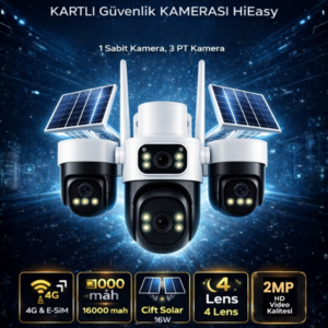 X5TECH 74-GZ 4G Solar Güvenlik Kamerası 4 Lensli, SIM Kart Destekli, Güneş Panelli, Kablosuz Güvenlik Kamerası