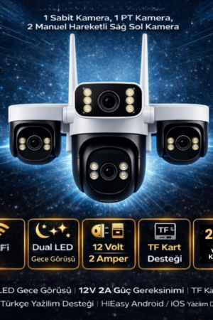 44W 4 Kameralı Wifi Kamera HiEasy Yazılımlı Kablosuz Güvenlik Kamerası