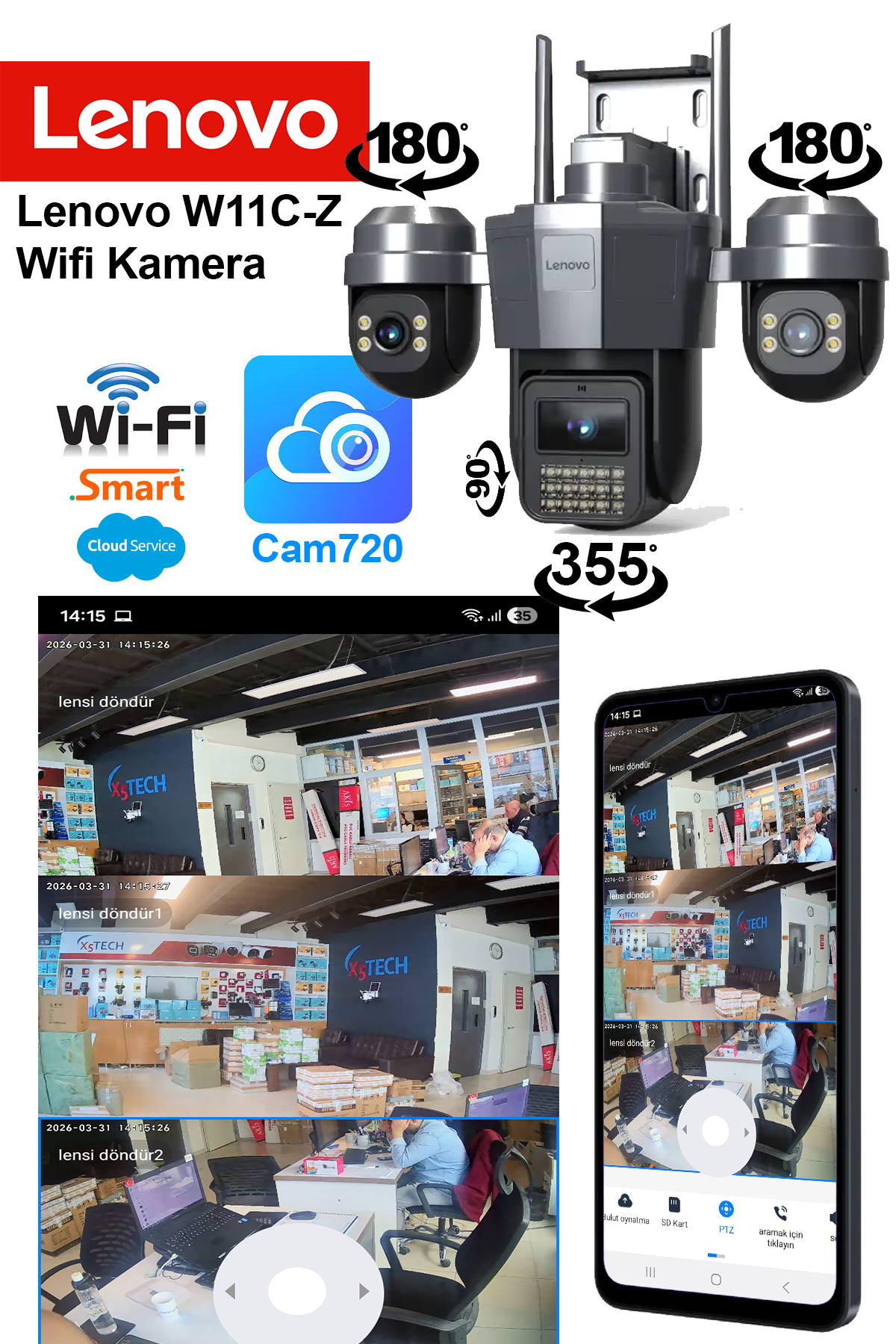 LeLenovo W11C-Z Smart Wifi Kamera - Lenovo Wireless Kamera