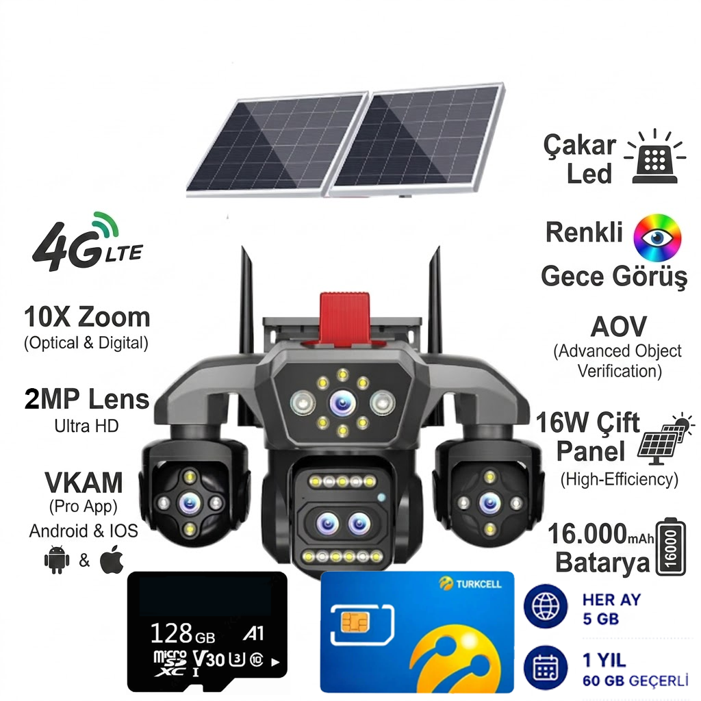 X5Tech 86-GZ 4G Sim Kartlı Solar Panelli 10x Optik Zoomlu Güvenlik Kamerası
