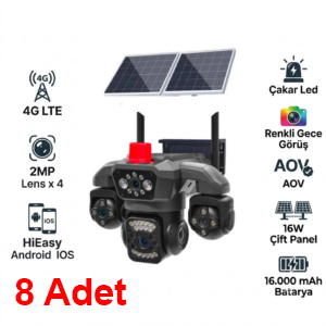 1 Koli (8 Adet) X5Tech 80-GZ 4G Solar Güneş Enerjili Sim Kartlı Akıllı Güvenlik Kamerası